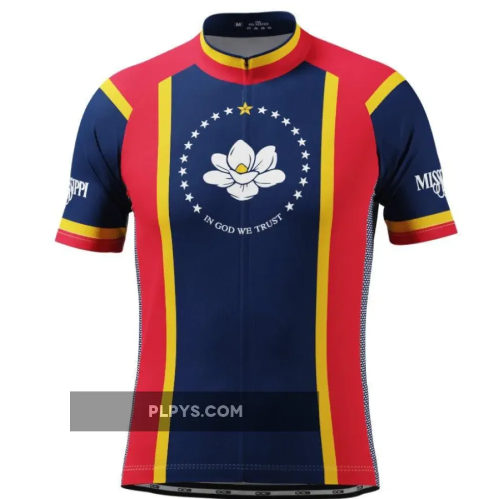 Men's Mississippi State Flag Short Sleeve Cycling Jersey