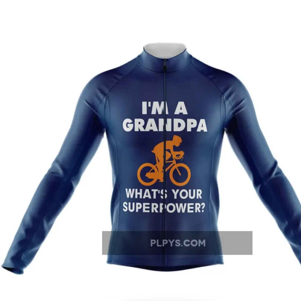 Superpower - Navy Long Sleeve Cycling Jersey
