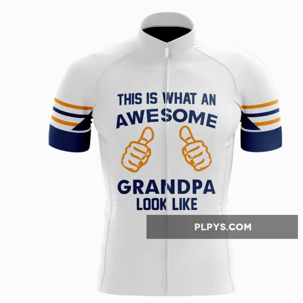 Awesome Grandpa - White Cycling Jersey Ver.3