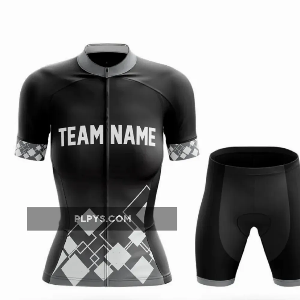 Custom Team Name V19 Black - Women's Cycling Kit Full Set