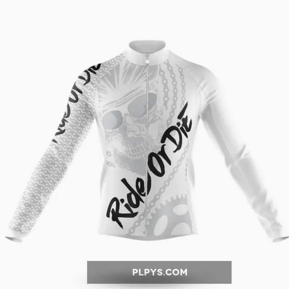 Ride Or Die V4 - White Long Sleeve Cycling Jersey