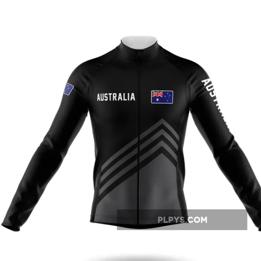Australia S5 Black Long Sleeve Cycling Jersey