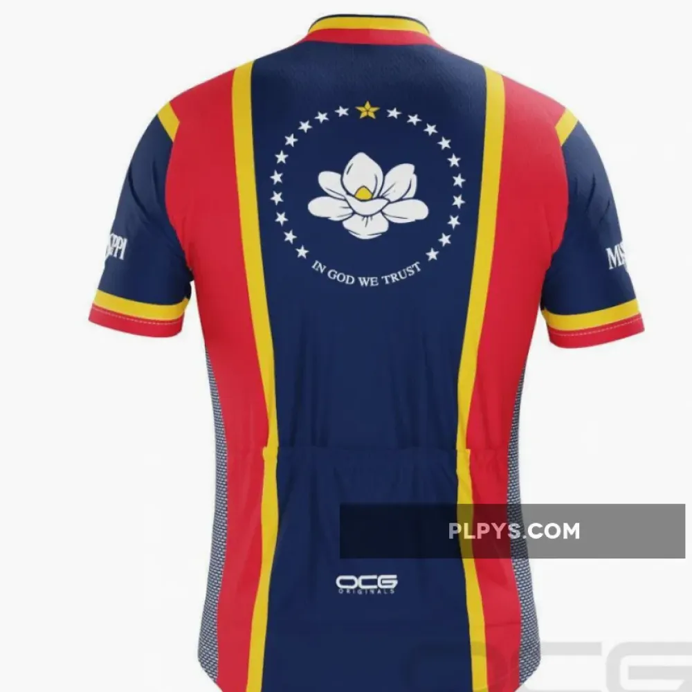 Men's Mississippi State Flag Short Sleeve Cycling Jersey