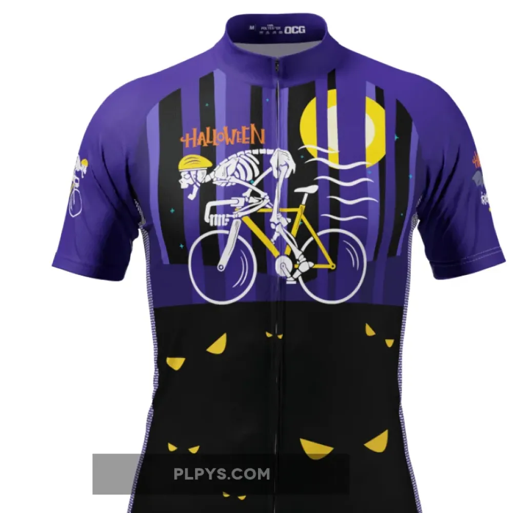 Men's Halloween Skeleton Rider Short Sleeve Cycling Jersey