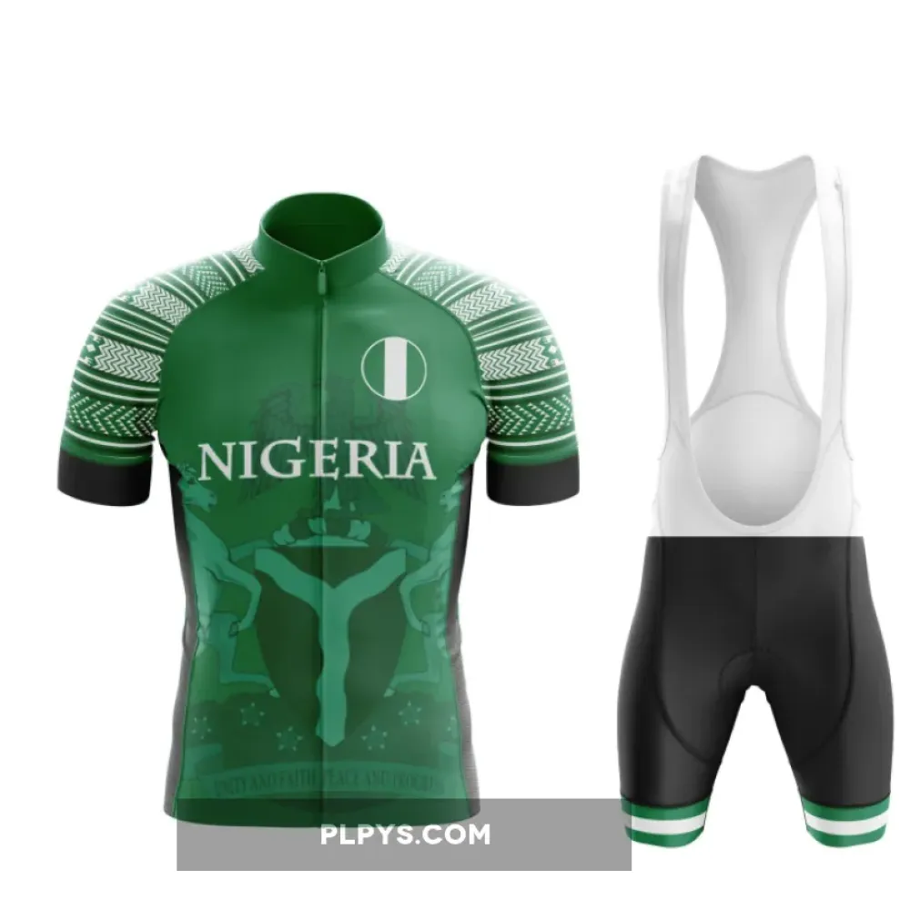 Bold Green Nigeria Cycling Kit with White Emblem