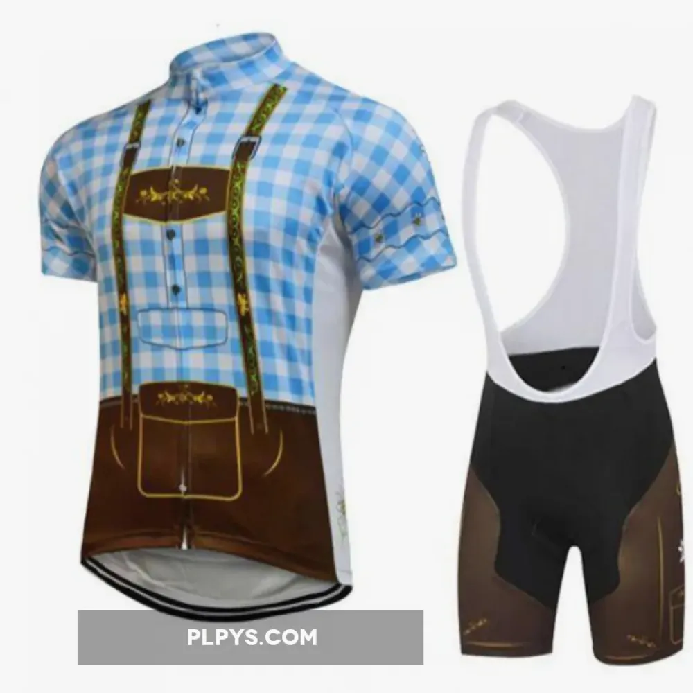 Blue and Brown Lederhosen Triathlon Attire Set