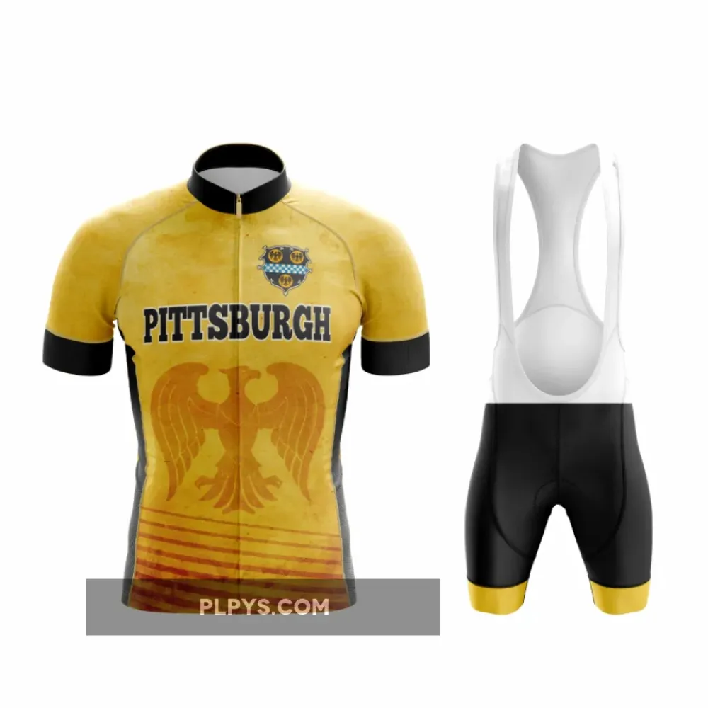 Bold yellow Pittsburgh cycling road kit with accents