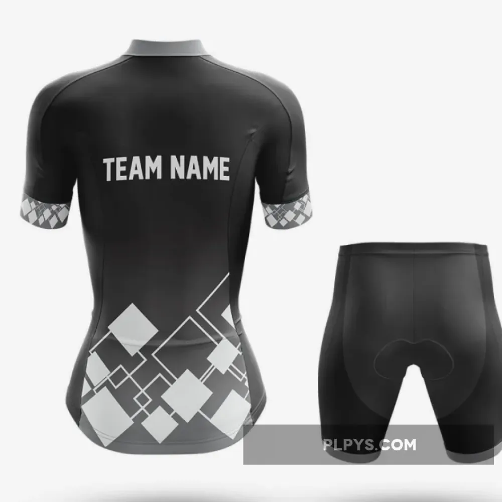 Custom Team Name V19 Black - Women's Cycling Kit Full Set