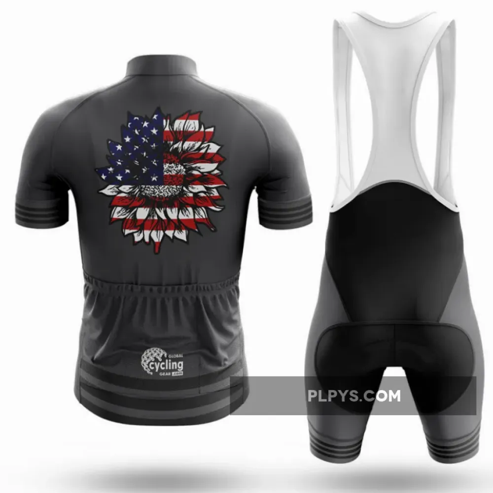 USA Sunflower - Grey Long Sleeve Cycling Jersey