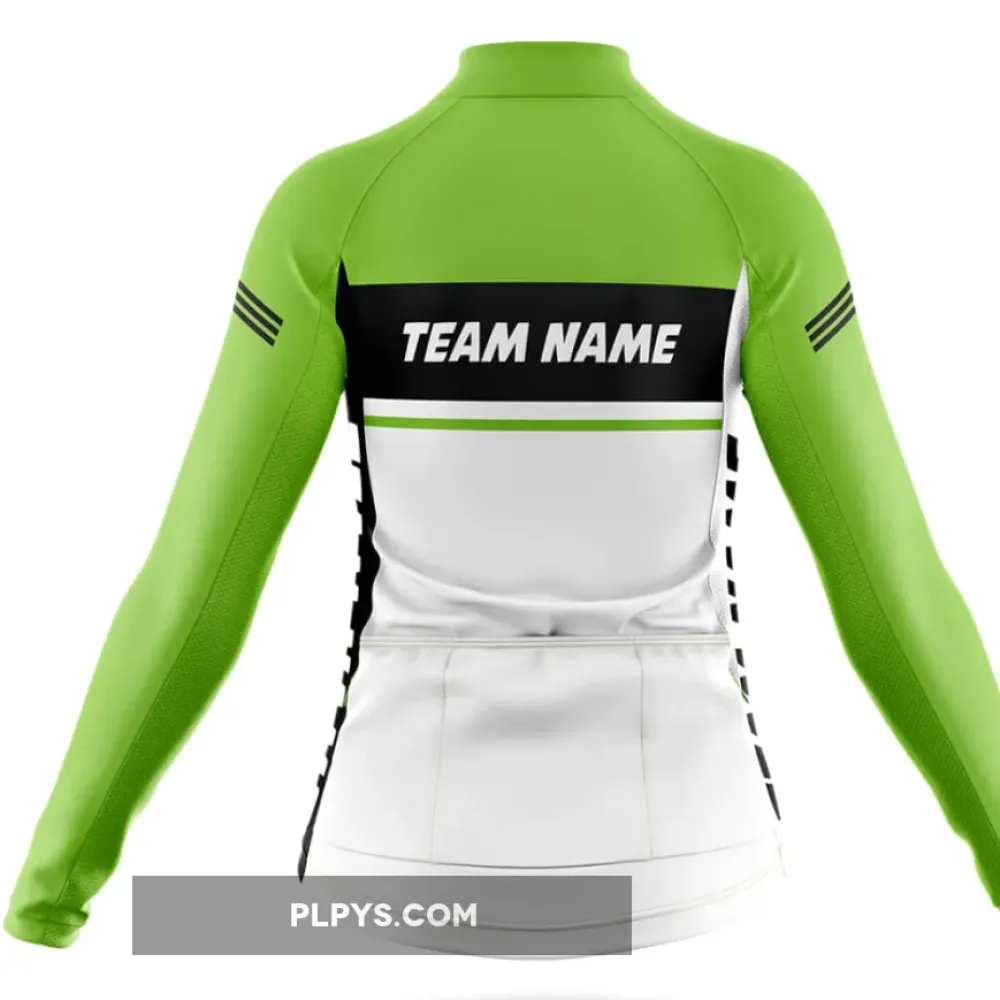 Custom Team Name M1 Green - Women's Long Sleeve Cycling Jersey