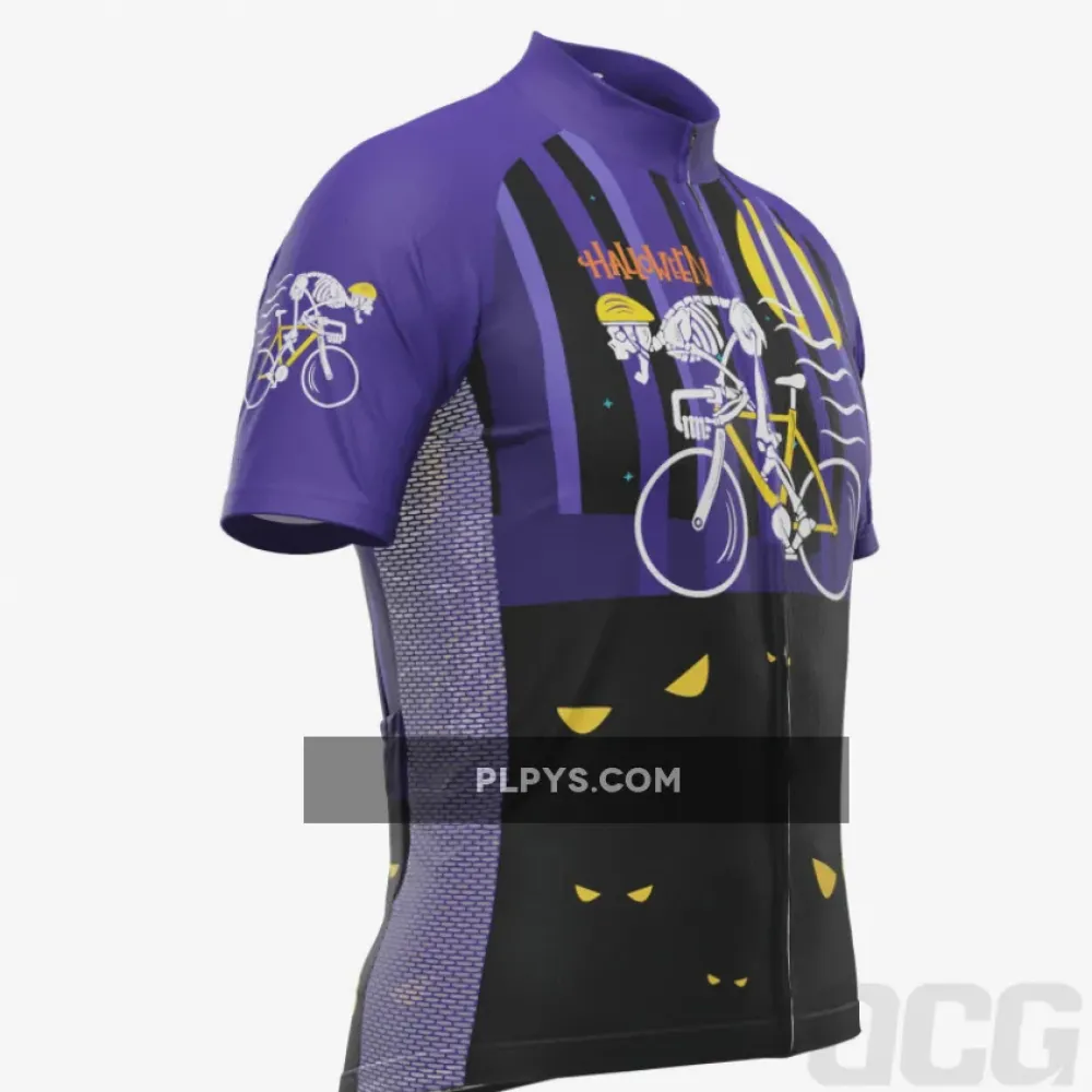 Men's Halloween Skeleton Rider Short Sleeve Cycling Jersey