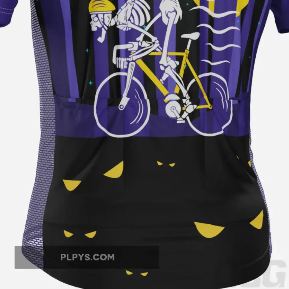 Men's Halloween Skeleton Rider Short Sleeve Cycling Jersey
