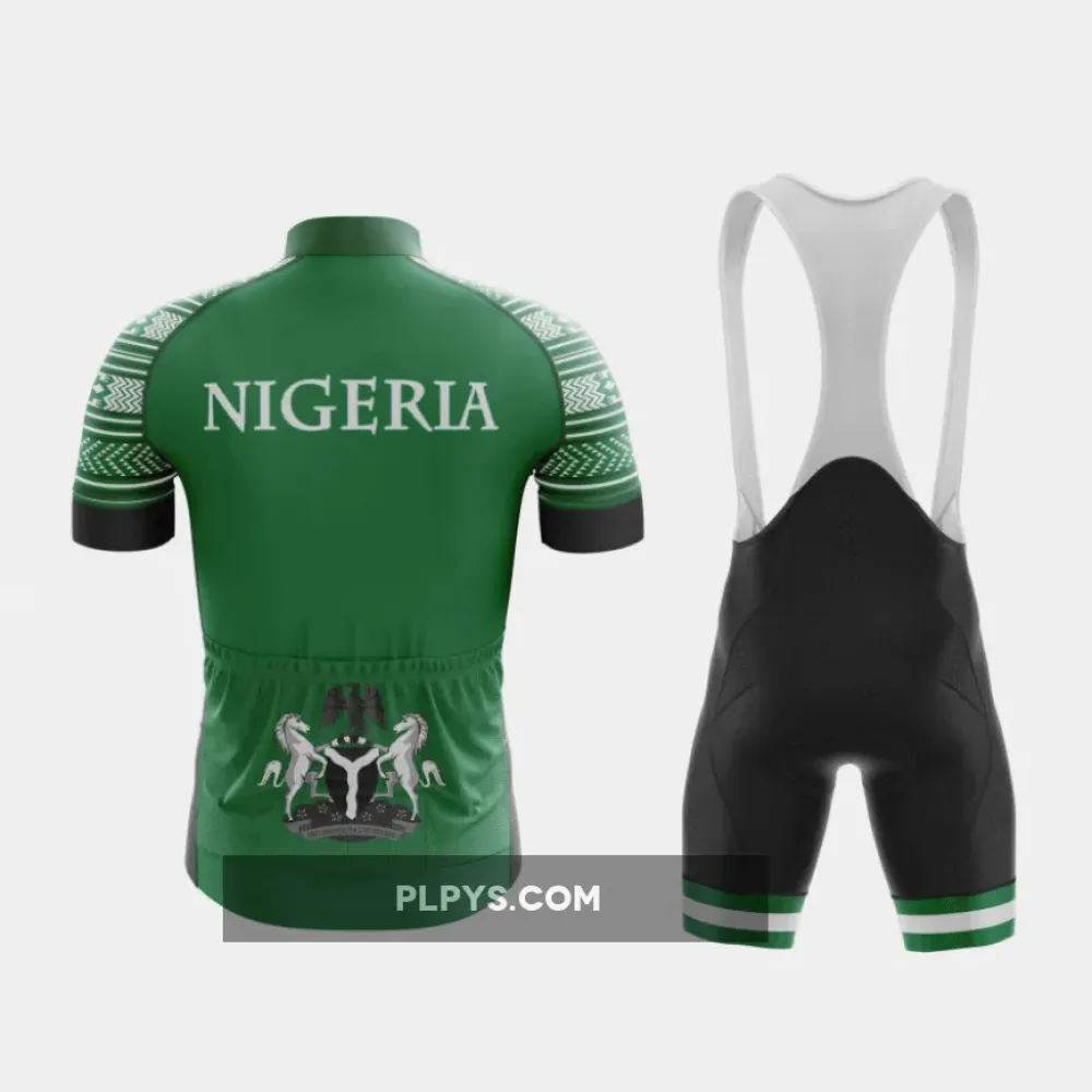 Bold Green Nigeria Cycling Kit with White Emblem